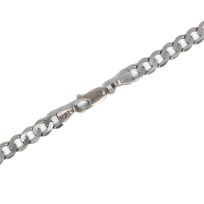 9ct White Gold Curb Link Chain Necklace 55cm #64195