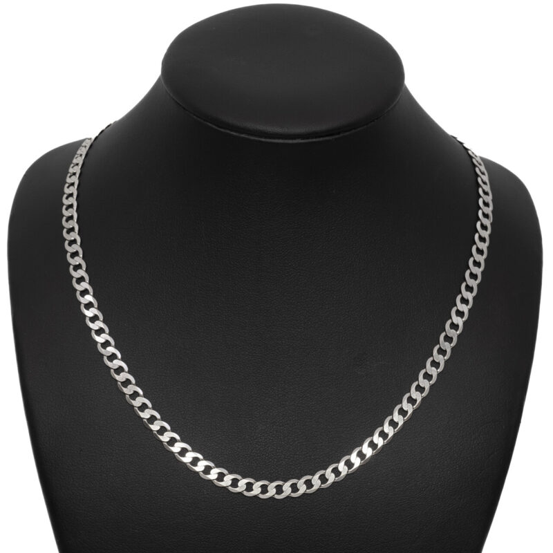 9ct White Gold Curb Link Chain Necklace 55cm #64195