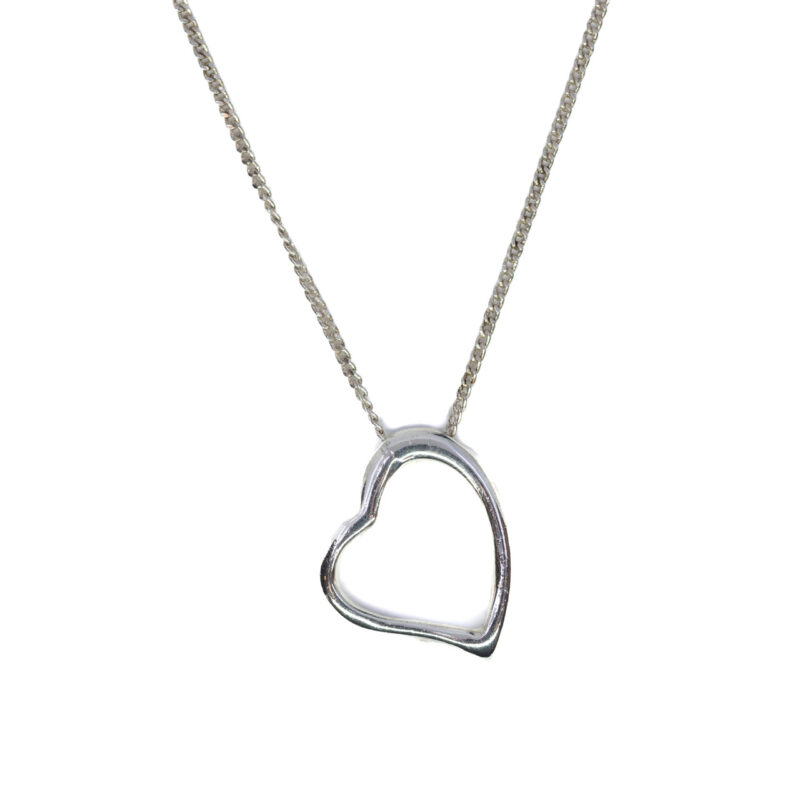 Sterling Silver Cub link chain with Heart Necklace #64187