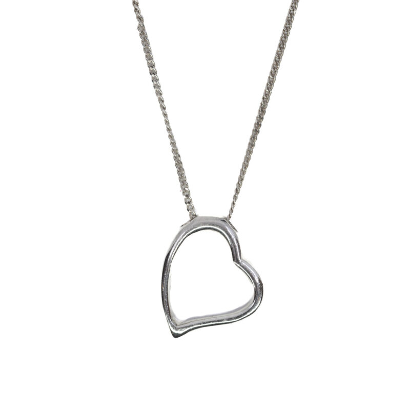 Sterling Silver Cub link chain with Heart Necklace #64187