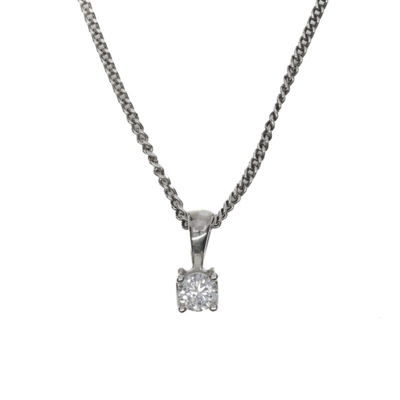 Sterling Silver Curb link Chain with Cubic Zirconia Pendant #64186