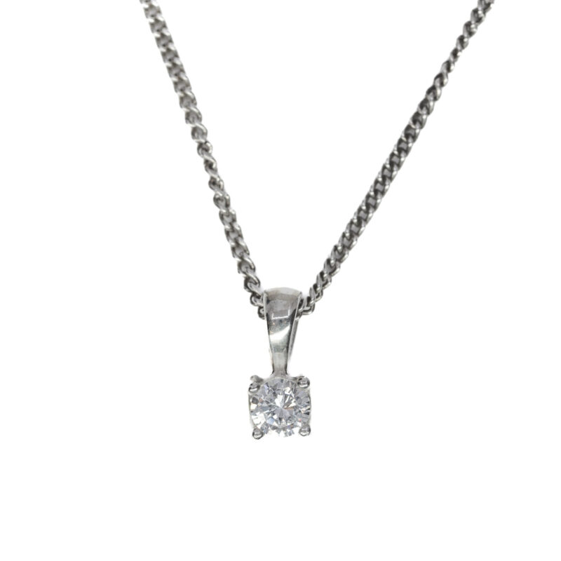 Sterling Silver Curb link Chain with Cubic Zirconia Pendant #64186