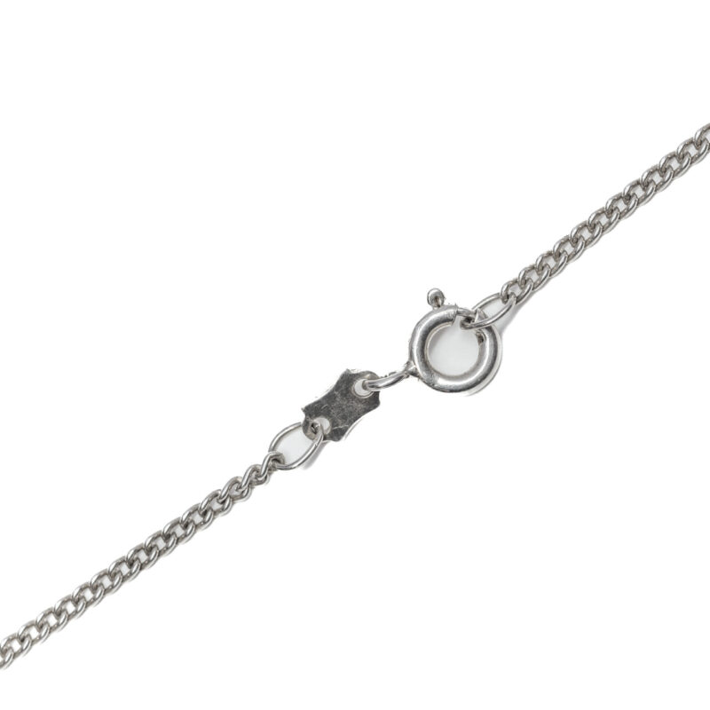 Sterling Silver Curb link Chain with Cubic Zirconia Pendant #64186