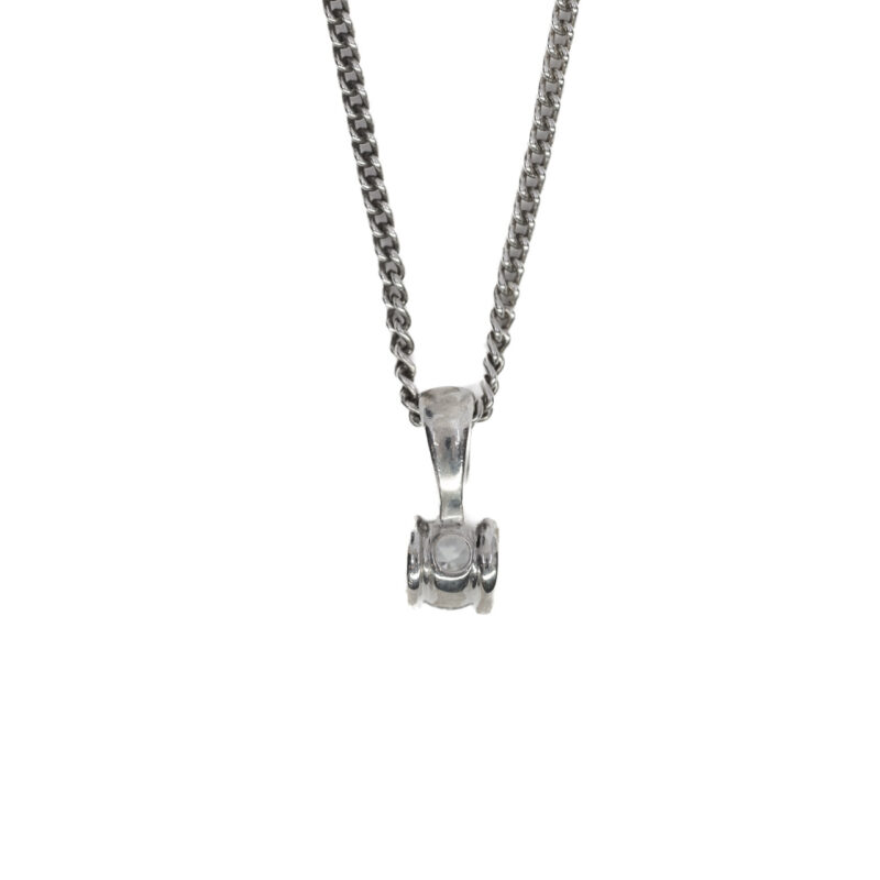 Sterling Silver Curb link Chain with Cubic Zirconia Pendant #64186