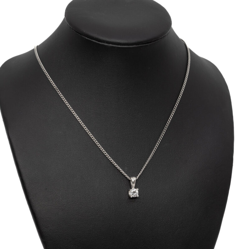 Sterling Silver Curb link Chain with Cubic Zirconia Pendant #64186