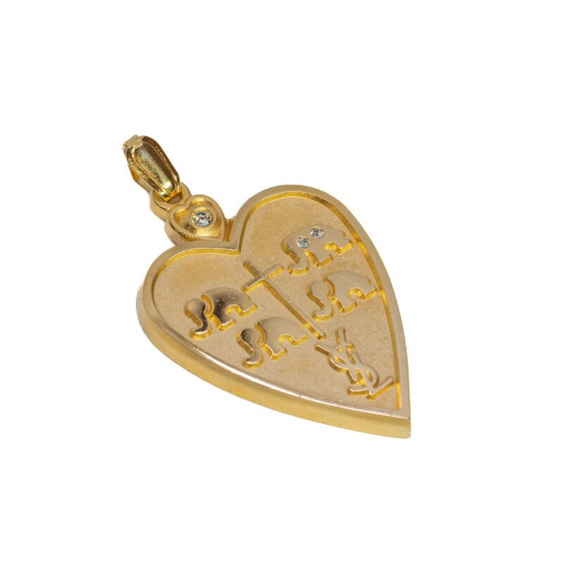 YSL Yves Saint Laurent Gold Filled Heart, Cross and Elephant Pendant #7319-8