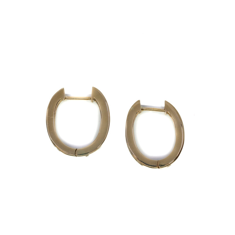 9ct Yellow Gold Oval Diamond Hoop Huggie Earrings #6285