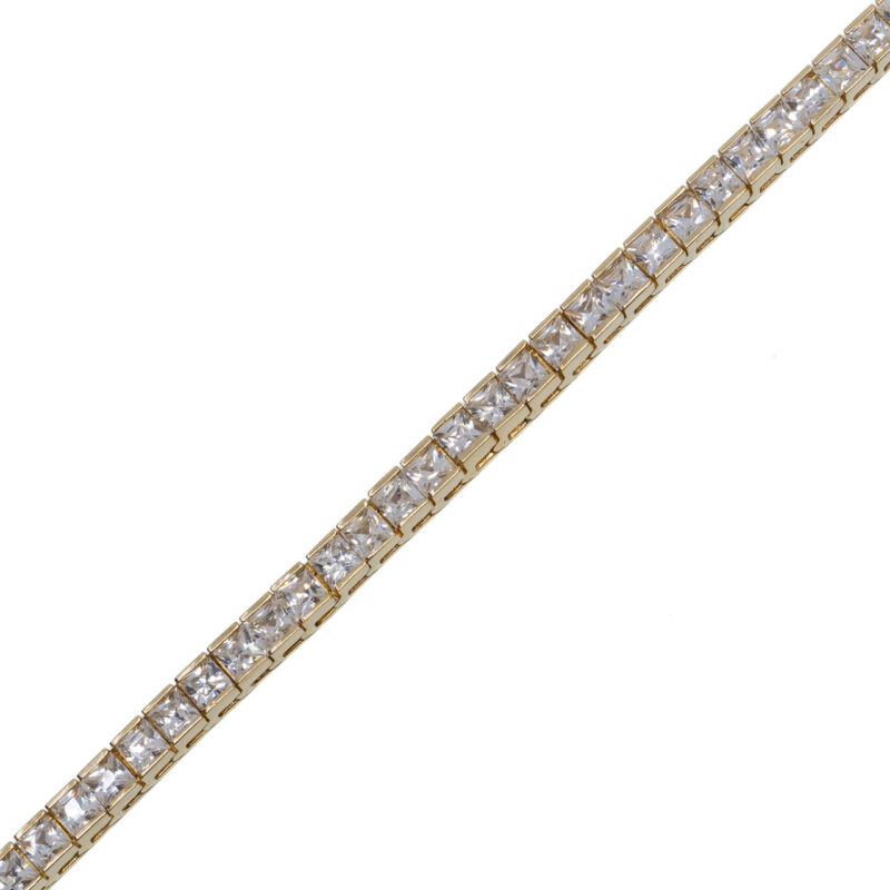 14ct Yellow Gold Princess CZ Tennis Bracelet 19.5cm #3048-1