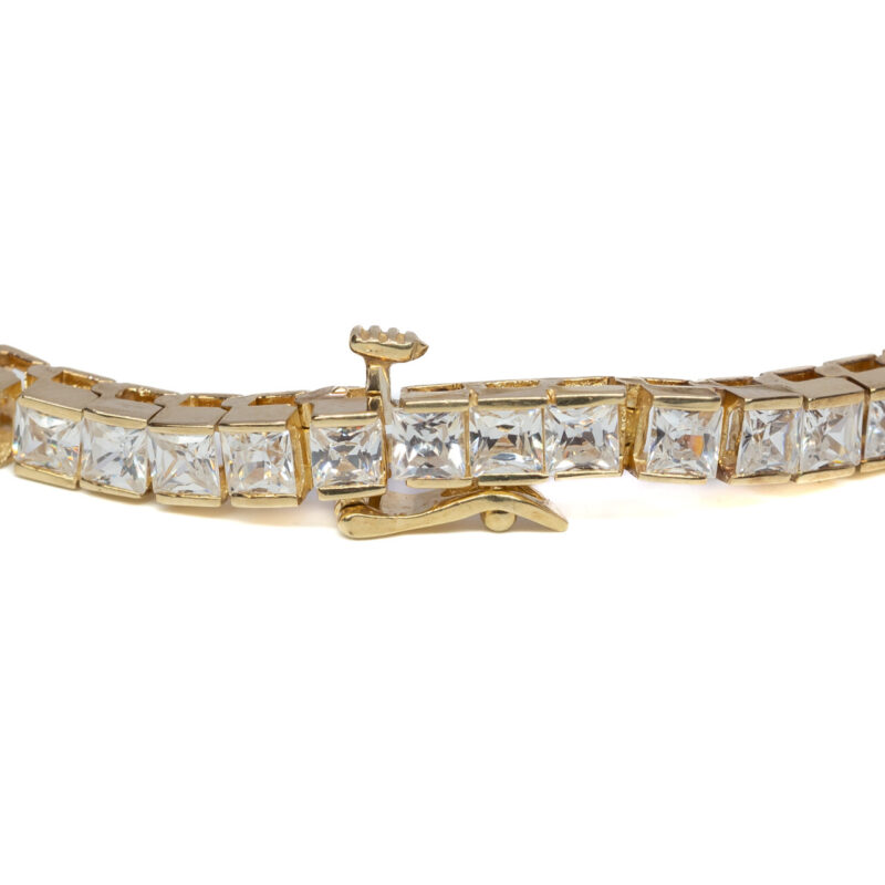 14ct Yellow Gold Princess CZ Tennis Bracelet 19.5cm #3048-1