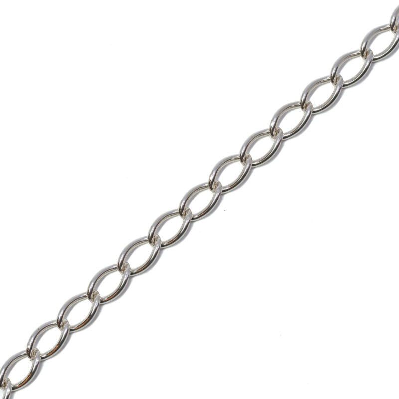 Sterling Silver Rounded Curb Link Chain Bracelet 18.5cm #64184