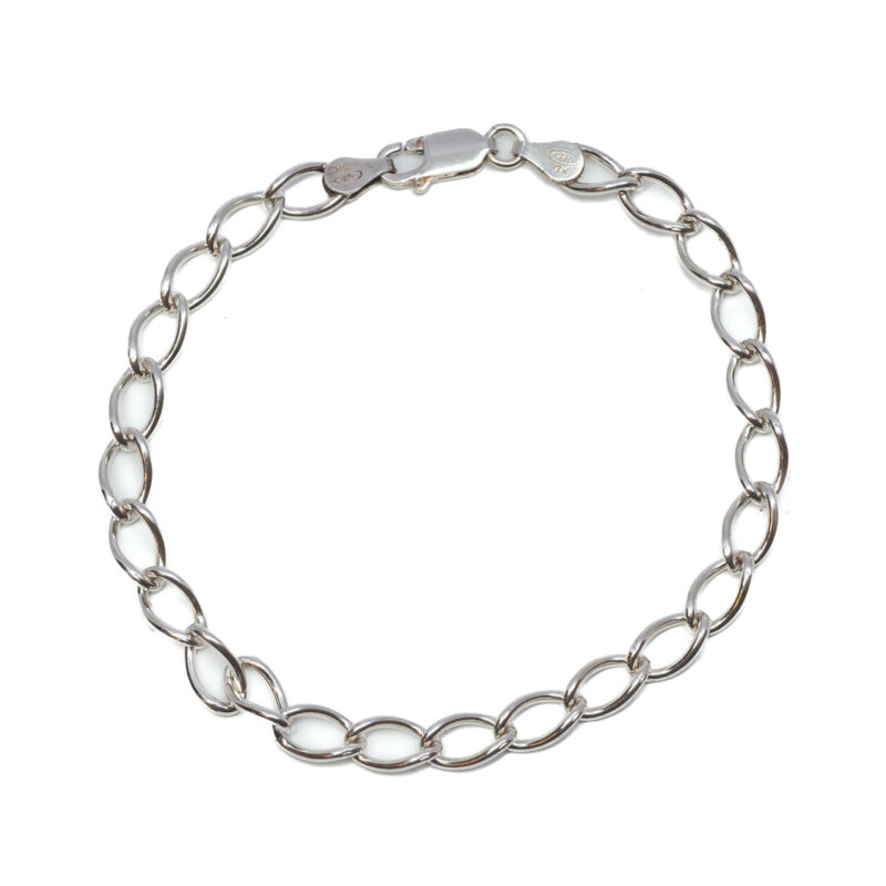 Sterling Silver Rounded Curb Link Chain Bracelet 18.5cm #64184