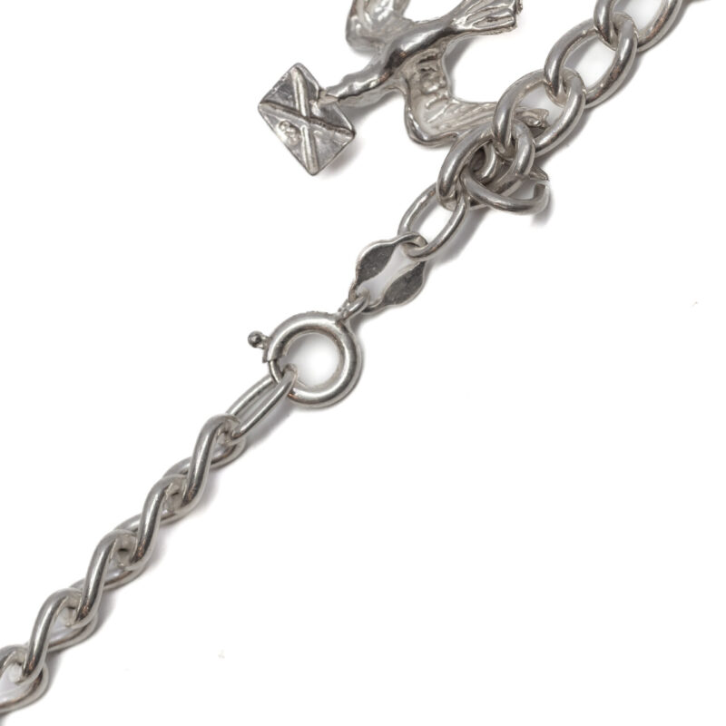 Sterling Silver Rounded Curb Link Bracelet with Six Charms #6436