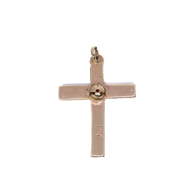 9ct Yellow Gold Orange Paste Cross Charm Pendant #5042-20