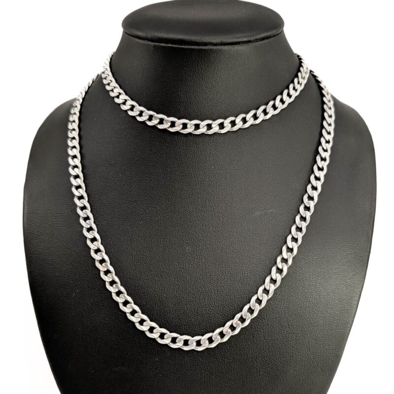 Curb Link Double Chain Necklace 71cm long Sterling Silver #64593