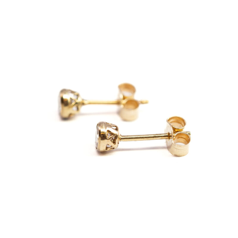 9ct Yellow Gold Cubic Zirconia Bezel Stud Earrings #64241