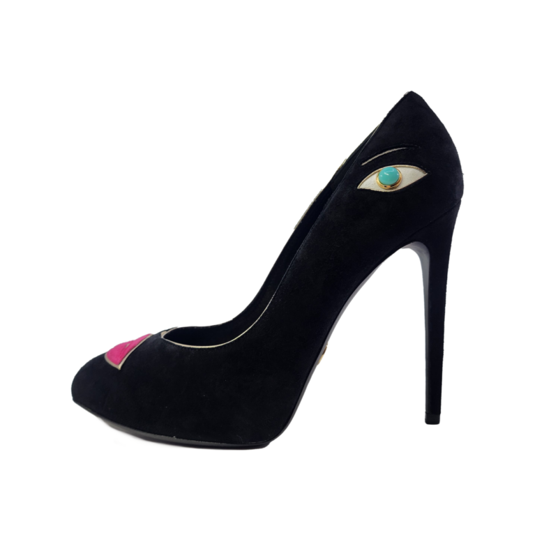 DOLCE & GABBANA C09461 Lips & Eyes black PUMPS / shoes Size 39 #65061