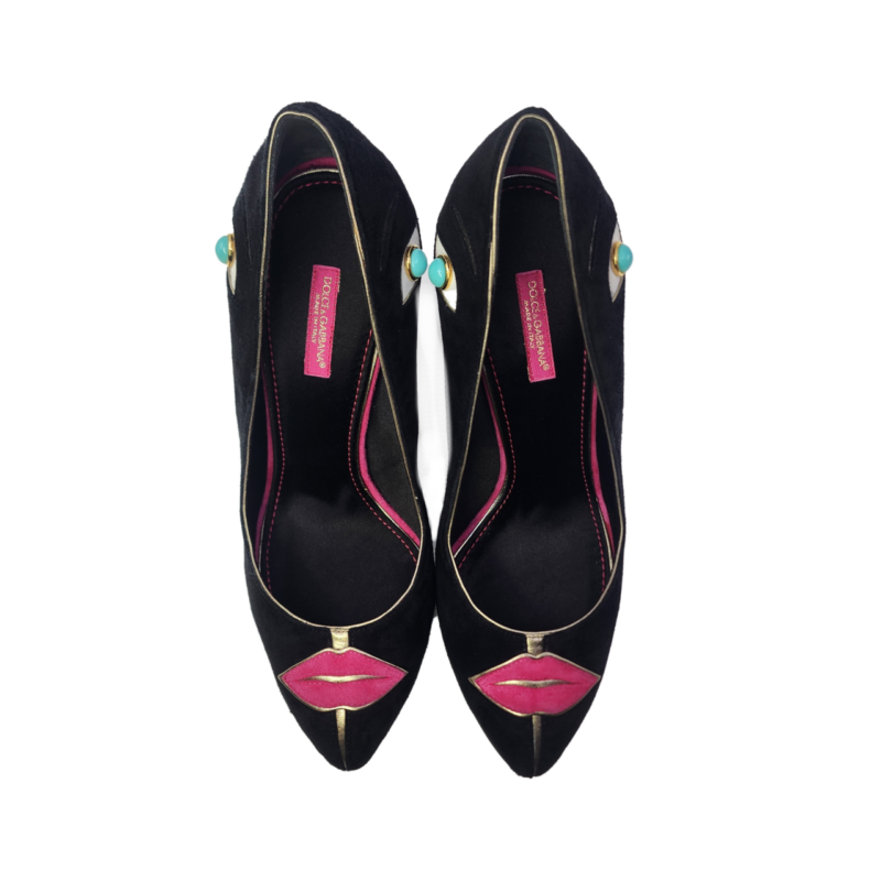 DOLCE & GABBANA C09461 Lips & Eyes black PUMPS / shoes Size 39 #65061