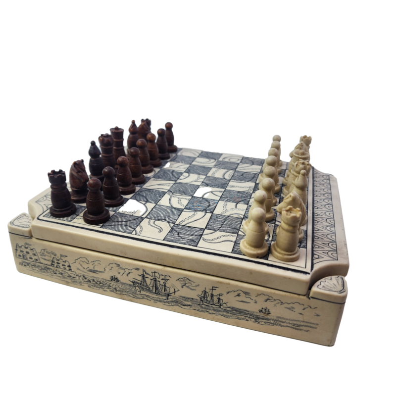 Vintage Small Travel Complete Chess Set Made in Great Britain #65160