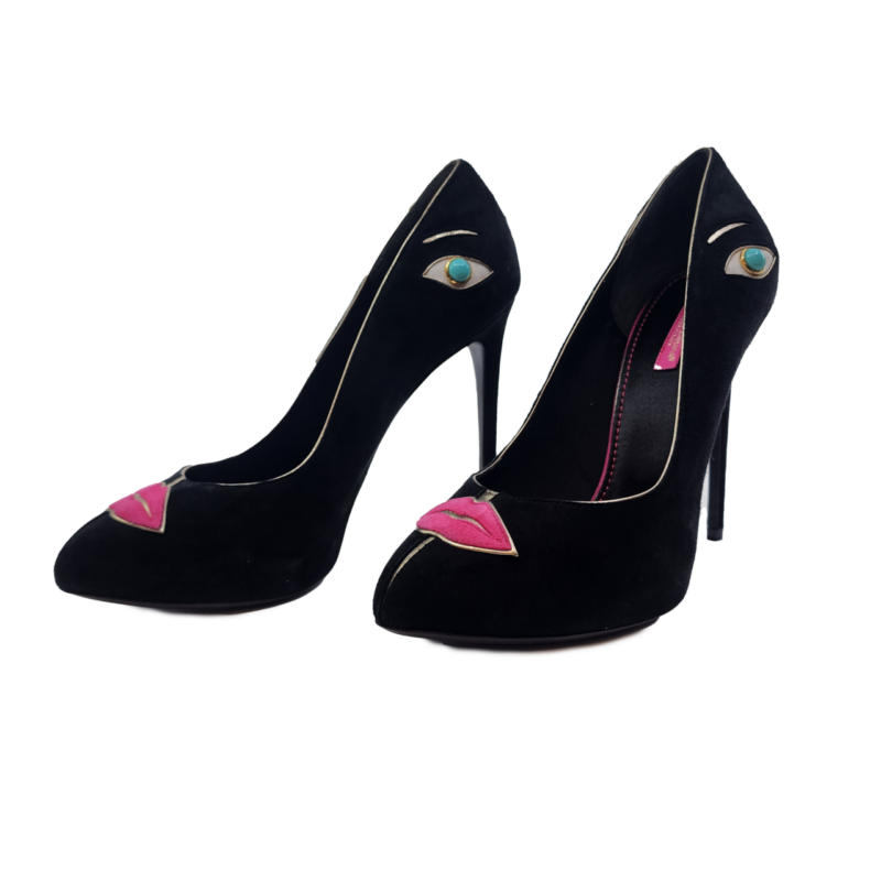 DOLCE & GABBANA C09461 Lips & Eyes black PUMPS / shoes Size 39 #65061