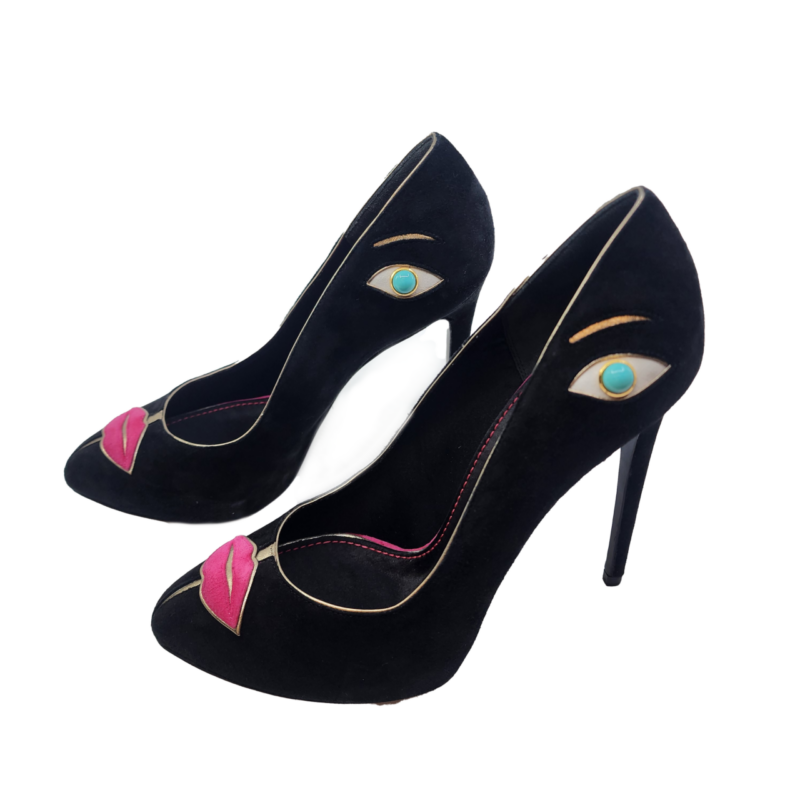 DOLCE & GABBANA C09461 Lips & Eyes black PUMPS / shoes Size 39 #65061