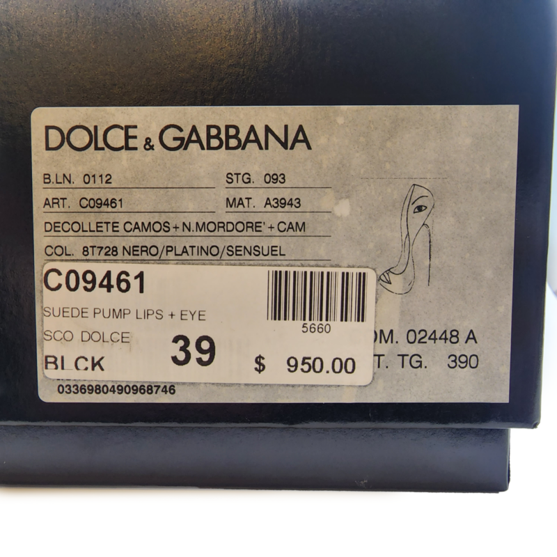 DOLCE & GABBANA C09461 Lips & Eyes black PUMPS / shoes Size 39 #65061