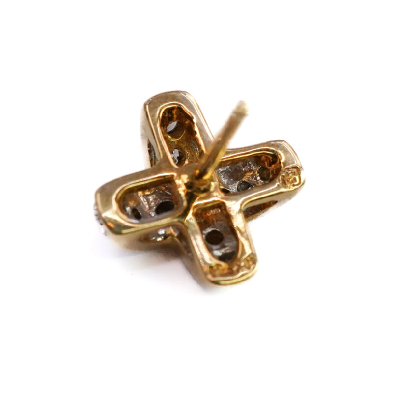 Single 18ct Yellow Gold Diamond Cross Stud Earring #64348