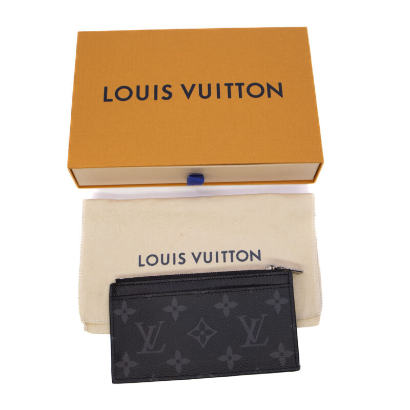 Louis Vuitton Black Taiga Leather and Monogram Eclipse Coin Card Holder Wallet (M30271) #64644