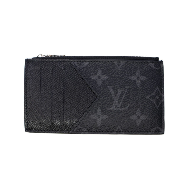 Louis Vuitton Black Taiga Leather and Monogram Eclipse Coin Card Holder Wallet (M30271) #64644