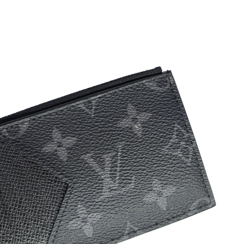 Louis Vuitton Black Taiga Leather and Monogram Eclipse Coin Card Holder Wallet (M30271) #64644