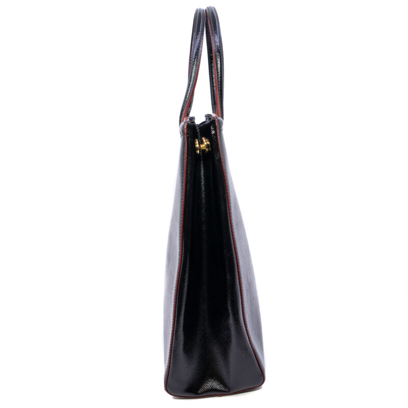 Prada Black Saffiano Vernice Leather Tote Bag #64554