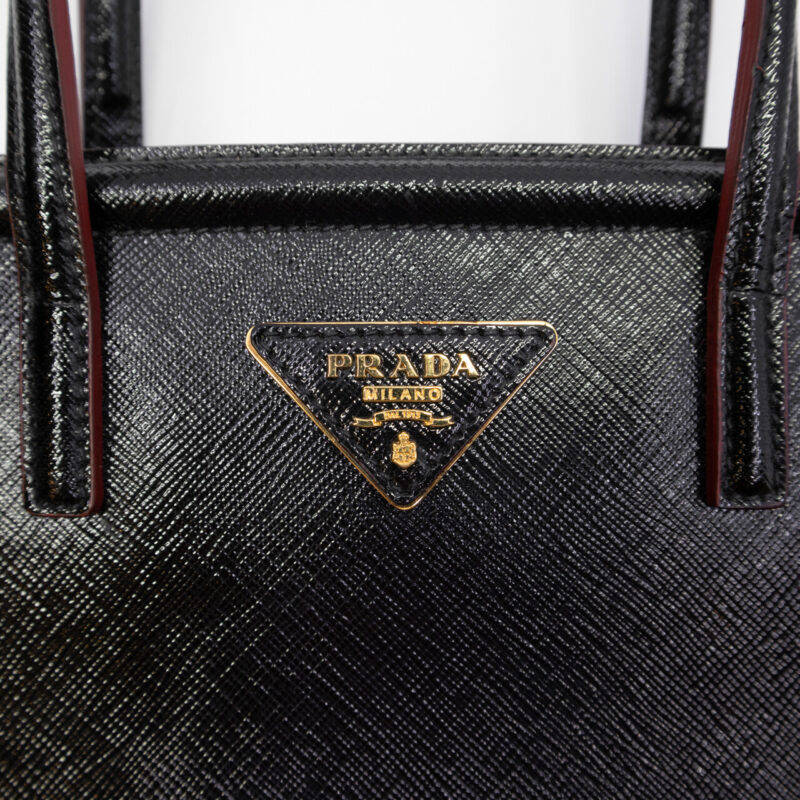 Prada Black Saffiano Vernice Leather Tote Bag #64554