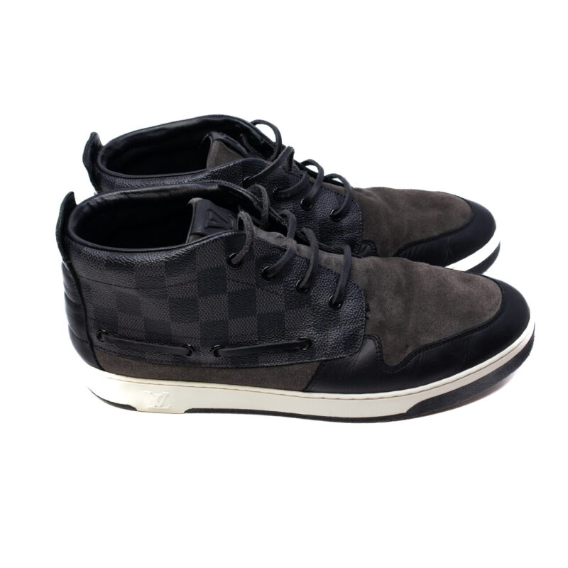 Louis Vuitton Damier Deck Lace up Trainers Suede 0913 Size 9 #64293