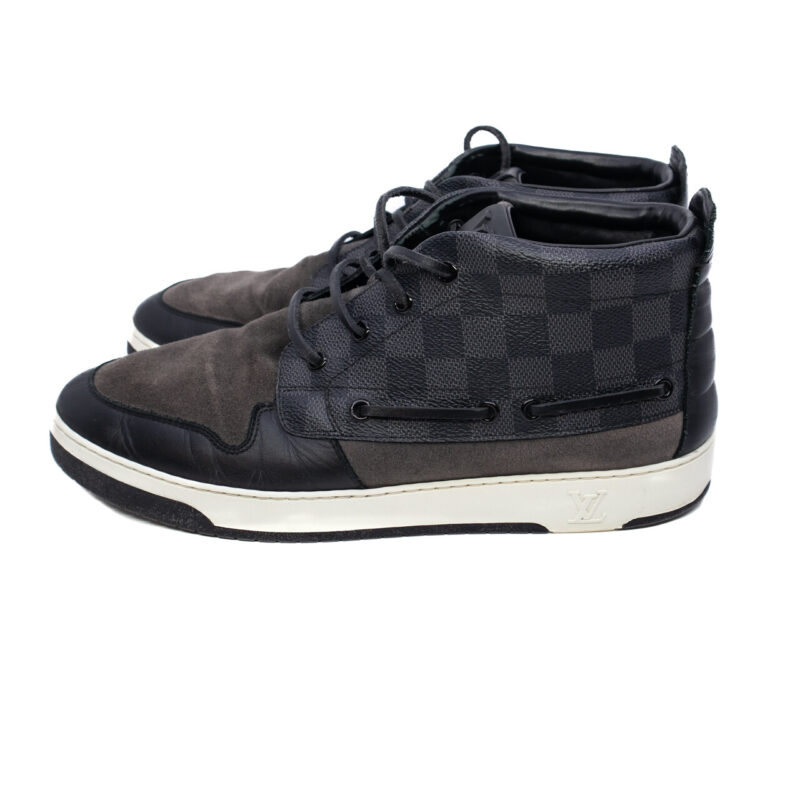 Louis Vuitton Damier Deck Lace up Trainers Suede 0913 Size 9 #64293