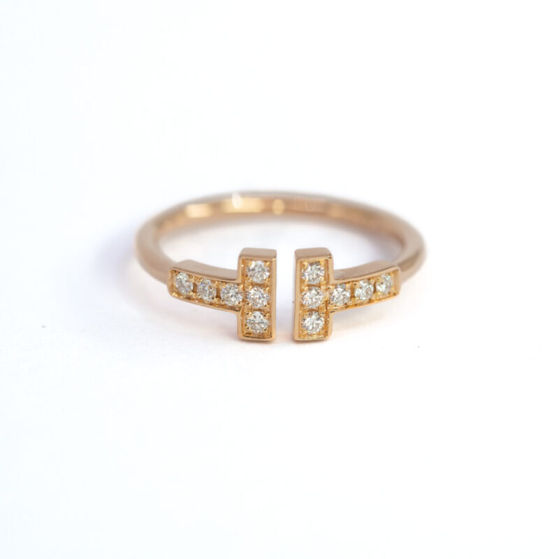 Tiffany & Co. Diamond Wire Ring in Rose Gold RRP$4300 Size 5.5 #65203