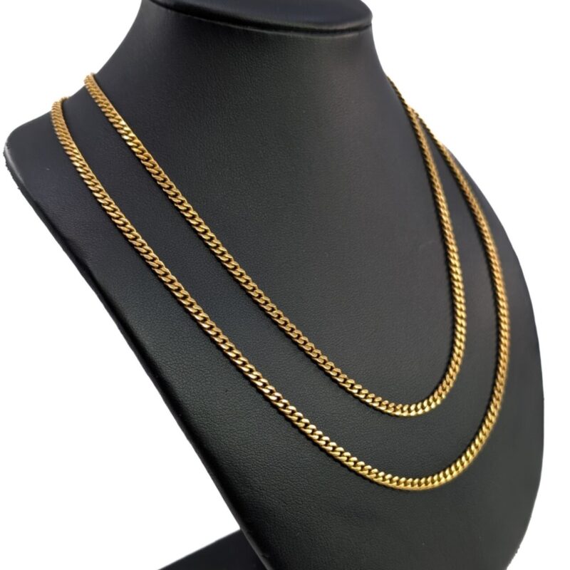 23ct Yellow Gold Curb Link Double Chain Necklace 89cm #64566