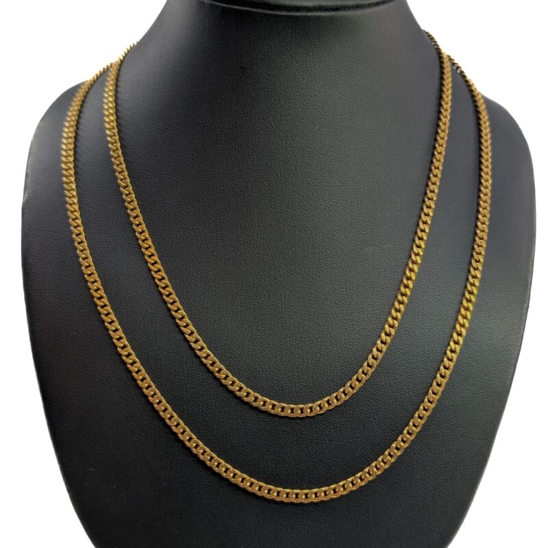 23ct Yellow Gold Curb Link Double Chain Necklace 89cm #64566