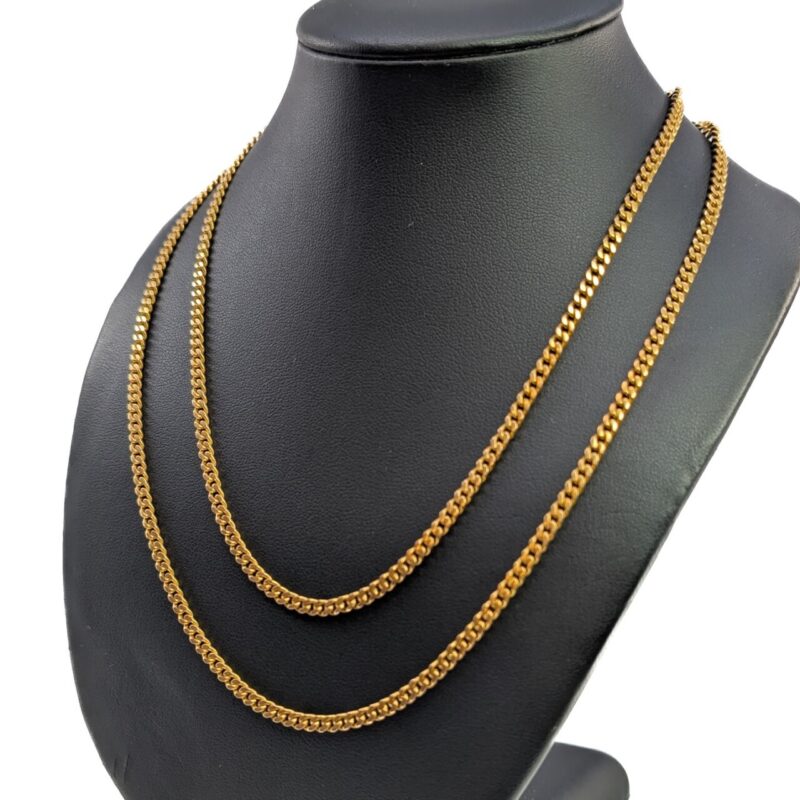 23ct Yellow Gold Curb Link Double Chain Necklace 89cm #64566