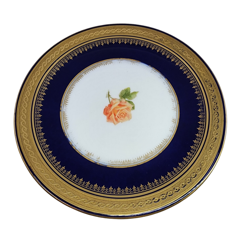 Bernadaud Limoges France Cobalt Blue & Gold Gilt Trim Small Plates 21.5cm / 8.5in #12577