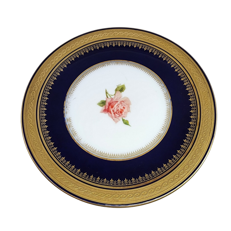 Bernadaud Limoges France Cobalt Blue & Gold Gilt Trim Small Plates 21.5cm / 8.5in #12577