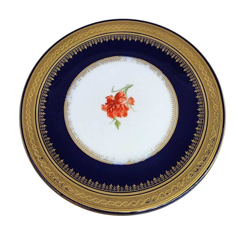 Bernadaud Limoges France Cobalt Blue & Gold Gilt Trim Small Plates 21.5cm / 8.5in #12577