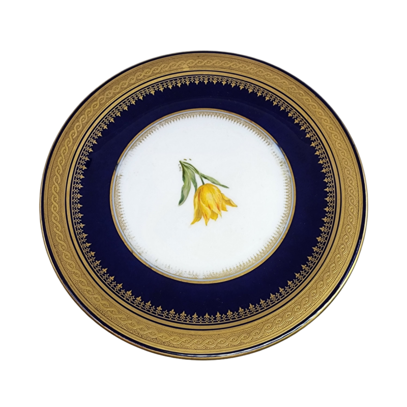 Bernadaud Limoges France Cobalt Blue & Gold Gilt Trim Small Plates 21.5cm / 8.5in #12577