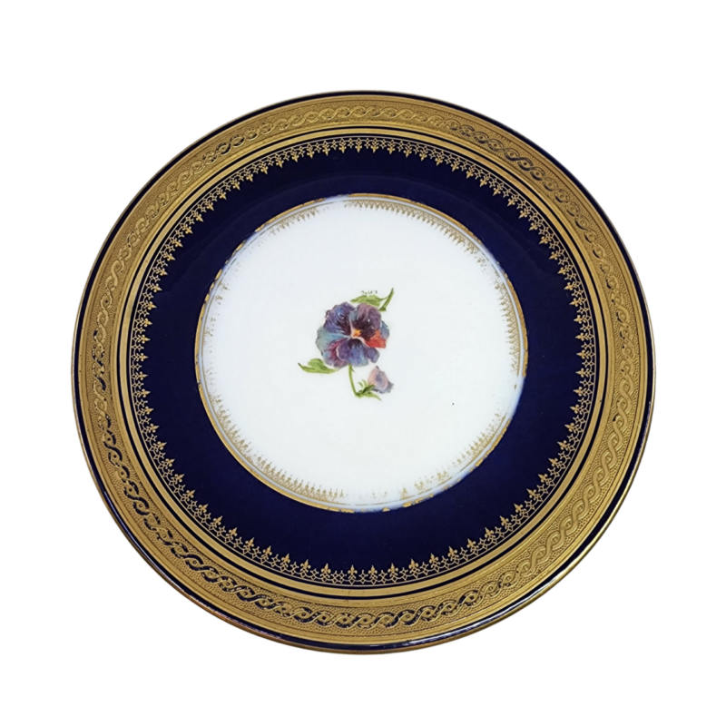 Bernadaud Limoges France Cobalt Blue & Gold Gilt Trim Small Plates 21.5cm / 8.5in #12577