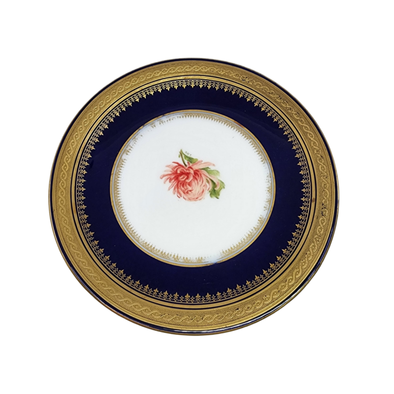 Bernadaud Limoges France Cobalt Blue & Gold Gilt Trim Small Plates 21.5cm / 8.5in #12577