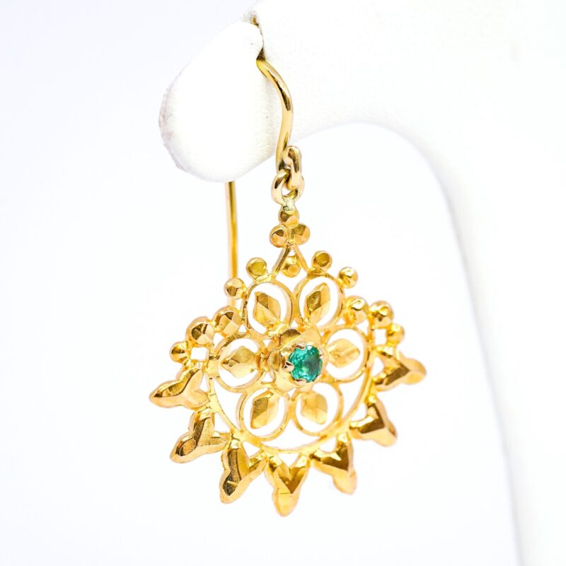 22ct Yellow Gold Emerald Earrings with 18ct Yellow Gold Hooks #62884