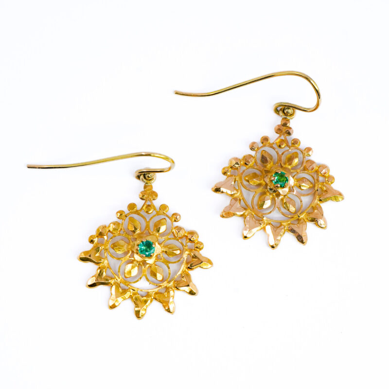 22ct Yellow Gold Emerald Earrings with 18ct Yellow Gold Hooks #62884