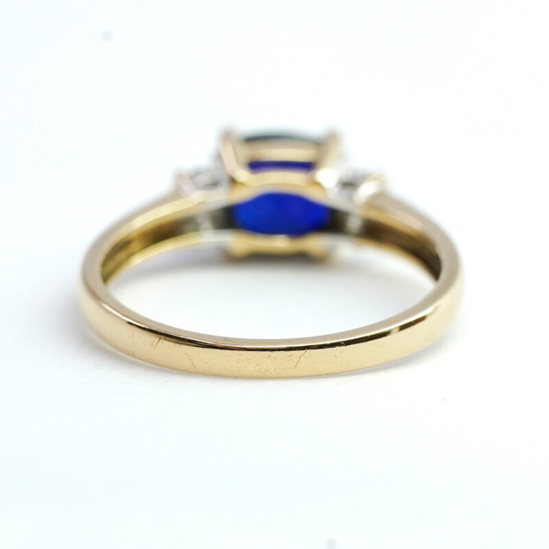 9ct Yellow Gold Created Sapphire & Diamond Ring Size K #64530