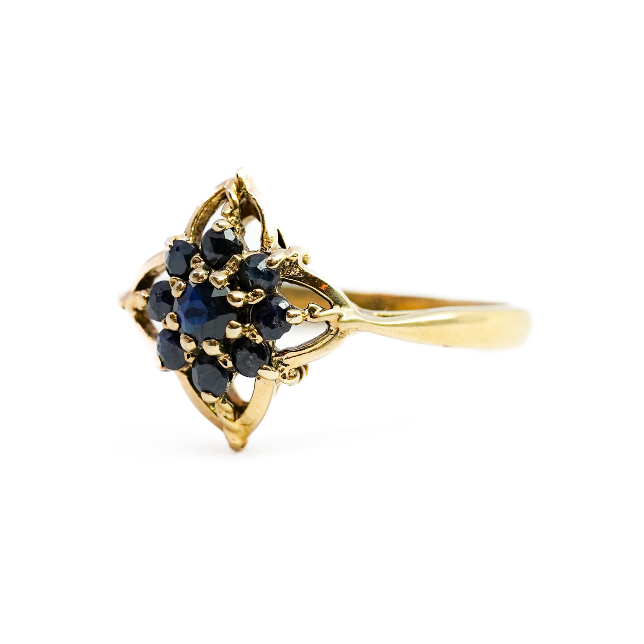 Vintage 9ct Yellow Gold Sapphire Ring Size N c/1979 Hallmarked #64529