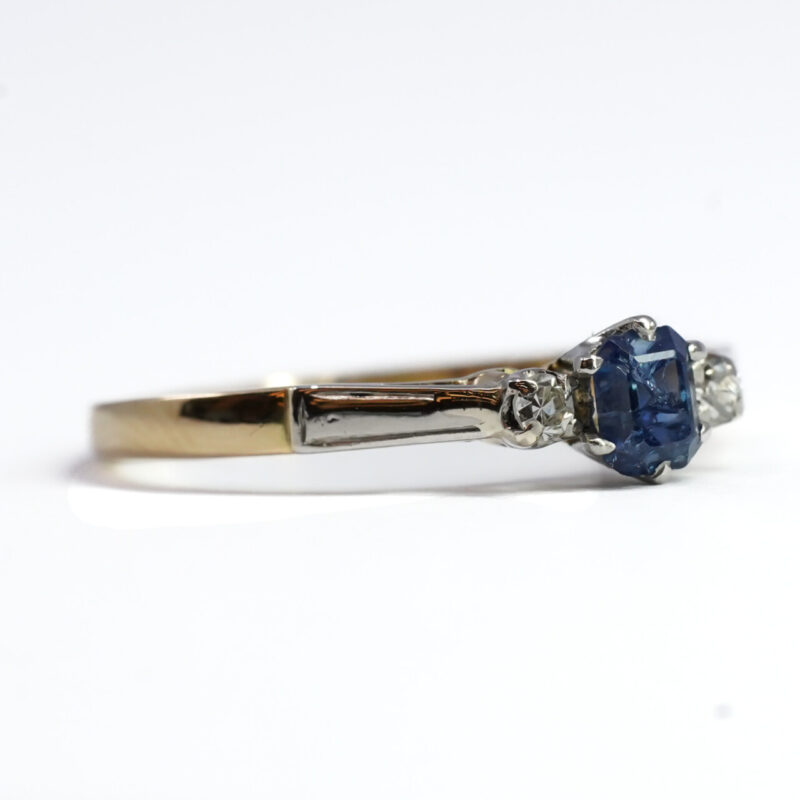 Vintage 18ct Yellow Gold Sapphire & Diamond Ring Size M #64846