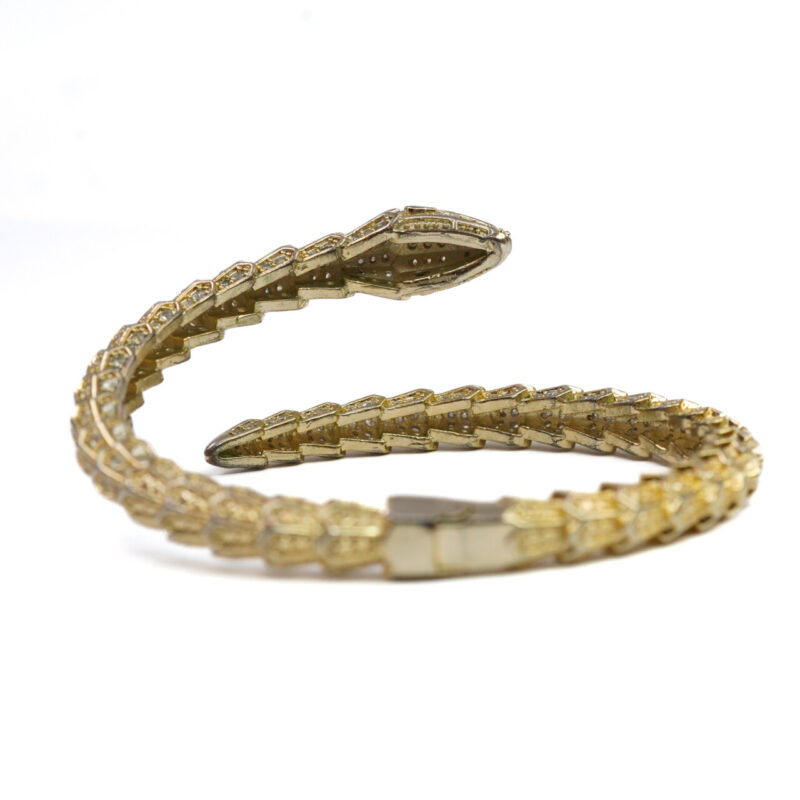 Gold-Plated Hinged Snake Bangle with Diamantes #64987