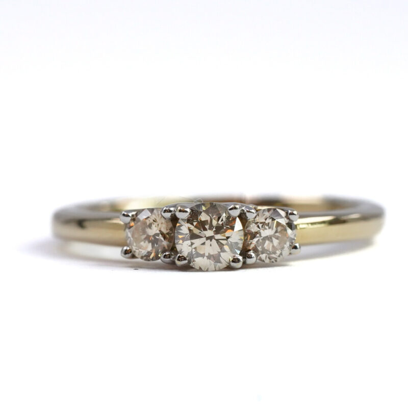 10ct Yellow Gold 0.50ct TW Diamond Trilogy Ring Size M #65294